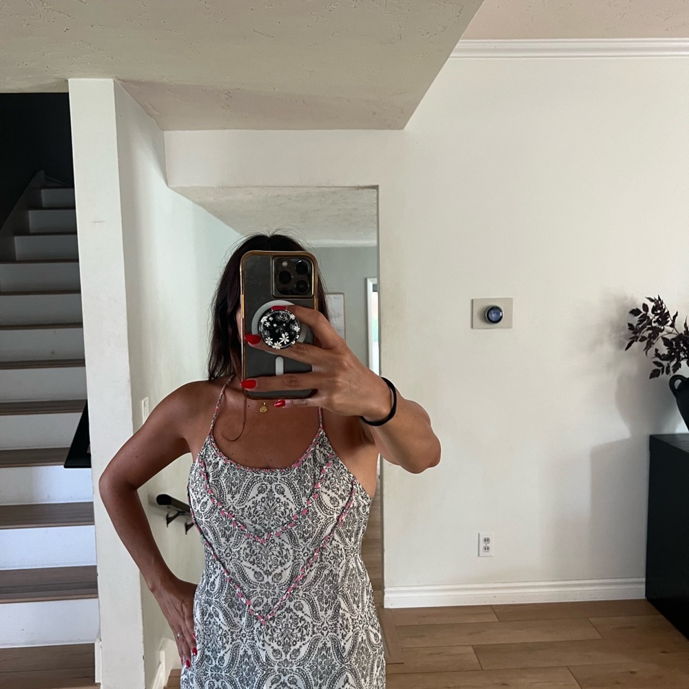 Roxy Gray and Pink Patterned Dress
